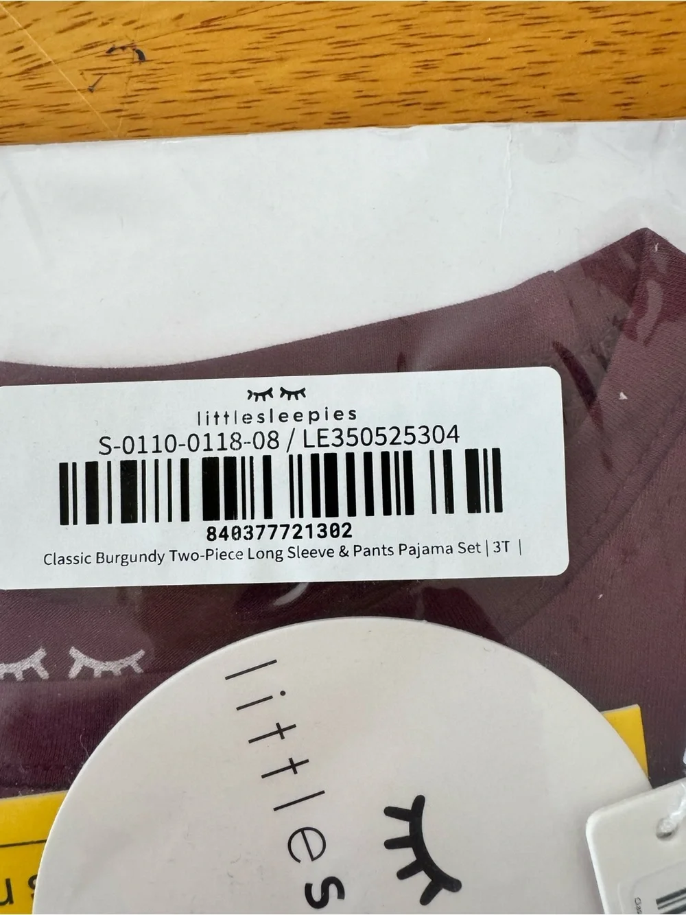 Maroon little sleepies bamboo pajamas, long sleeve/pants. Brand new in package.